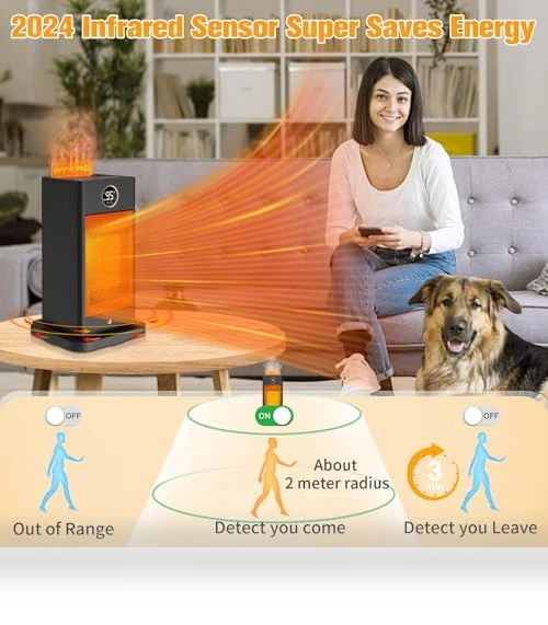 1500W PTC Fast Heating Space Heater with Humidifier and 3D Flame Effect — Portable Heating Solutions, Verminget