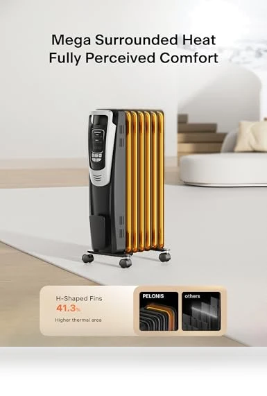 Radiator Heater for Indoor Use with Remote, Thermostat & LED Display — Portable Heating Solutions, PELONIS