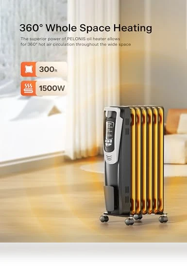 Radiator Heater for Indoor Use with Remote, Thermostat & LED Display — Portable Heating Solutions, PELONIS