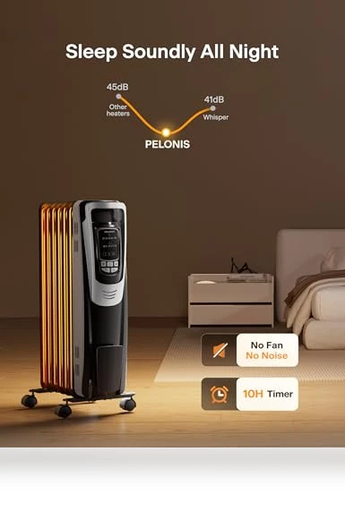 Radiator Heater for Indoor Use with Remote, Thermostat & LED Display — Portable Heating Solutions, PELONIS