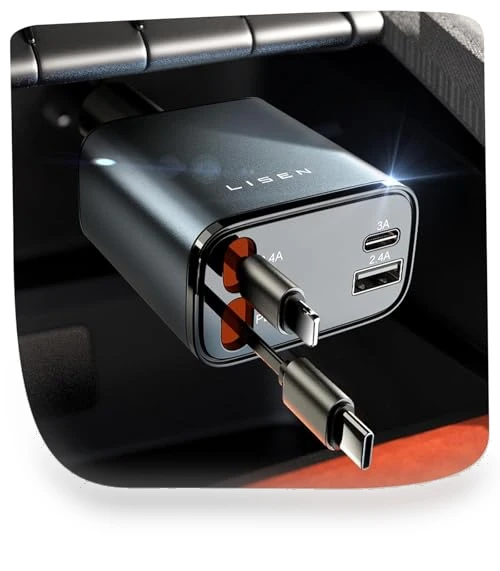 Retractable Car Charger 69W USB C Fast Charging Adapter — Charging Solutions, LISEN