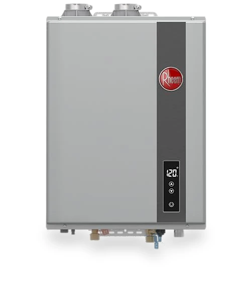 9.5 GPM Residential Indoor Natural Gas Tankless Water Heater — Gas-Powered Room Warmers, Rheem