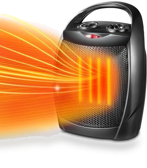 Small Electric Space Heater with Adjustable Thermostat, Portable Ceramic Heater Fan for Office — Portable Heating Solutions, Kismile
