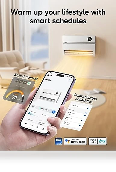 Smart Wall Heater with Remote Control, 1500W Electric Space Heater for Bedroom — Portable Heating Solutions, Dreo