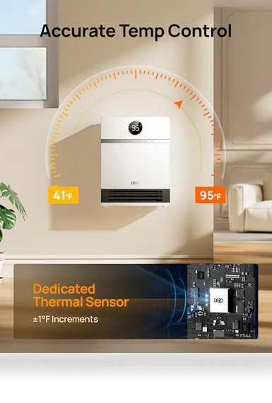 Smart Wall Heater with Remote Control, Alexa Compatibility, 30° Oscillation — Portable Heating Solutions, Dreo