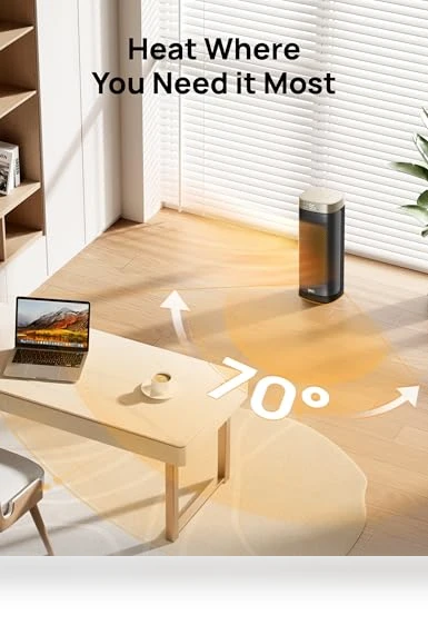 Ceramic Electric Space Heater with Digital Thermostat and Remote Control — Portable Heating Solutions, Dreo