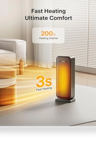 Space Heater Indoor With Oscillation & Remote, Portable With Thermostat & Timer, Ceramic Desk for Bedroom Home Office — Portable Heating Solutions, PELONIS