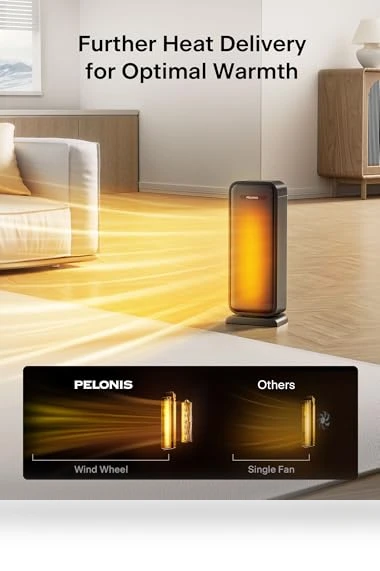 Space Heater Indoor With Oscillation & Remote, Portable With Thermostat & Timer, Ceramic Desk for Bedroom Home Office — Portable Heating Solutions, PELONIS