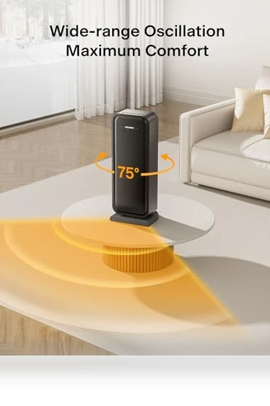 Space Heater Indoor With Oscillation & Remote, Portable With Thermostat & Timer, Ceramic Desk for Bedroom Home Office — Portable Heating Solutions, PELONIS