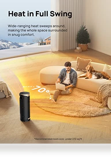 PTC Ceramic Space Heater with Remote, 70° Oscillation, 1500W Fast Heating — Portable Heating Solutions, Dreo