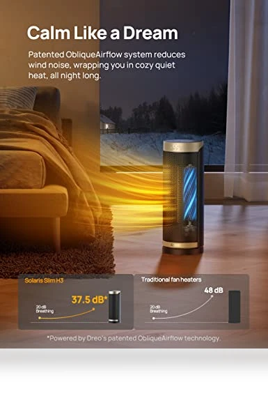 PTC Ceramic Space Heater with Remote, 70° Oscillation, 1500W Fast Heating — Portable Heating Solutions, Dreo