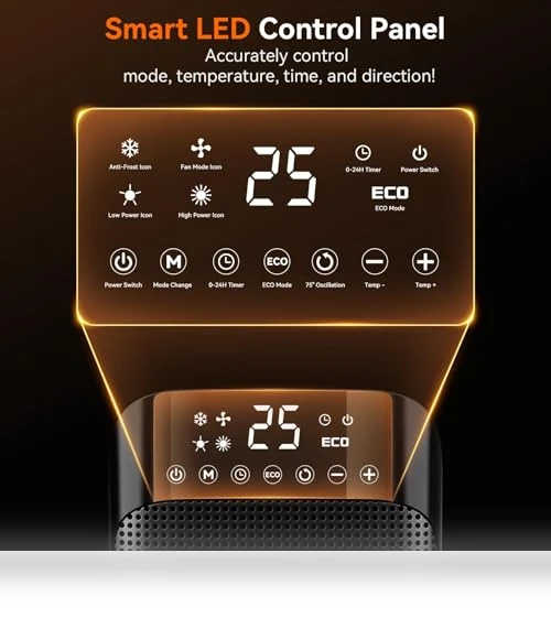 Space Heater with Thermostat and Remote, 1500W PTC Ceramic Heater for Indoor Use — Portable Heating Solutions, YASHE
