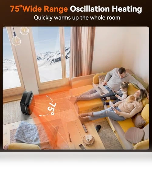 Space Heater with Thermostat and Remote, 1500W PTC Ceramic Heater for Indoor Use — Portable Heating Solutions, YASHE