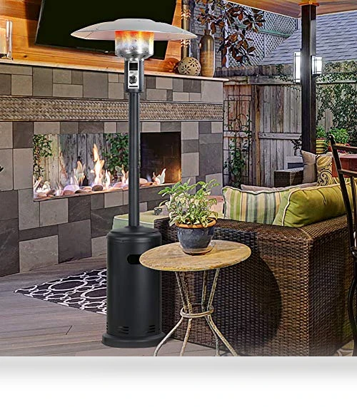 Tall Standing Gas Patio Heater with Wheels, 40,000 BTU — Patio Heaters, BALI OUTDOORS