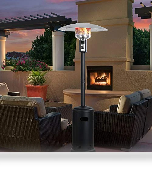 Tall Standing Gas Patio Heater with Wheels, 40,000 BTU — Patio Heaters, BALI OUTDOORS