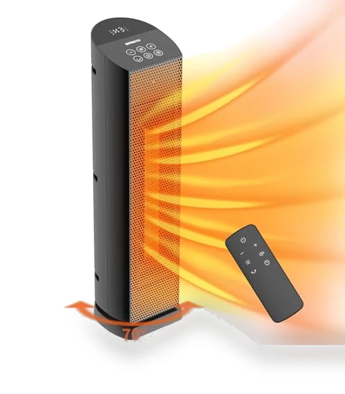 70° Oscillating Tower Electric Heater with Remote — Portable Heating Solutions, QOWETU
