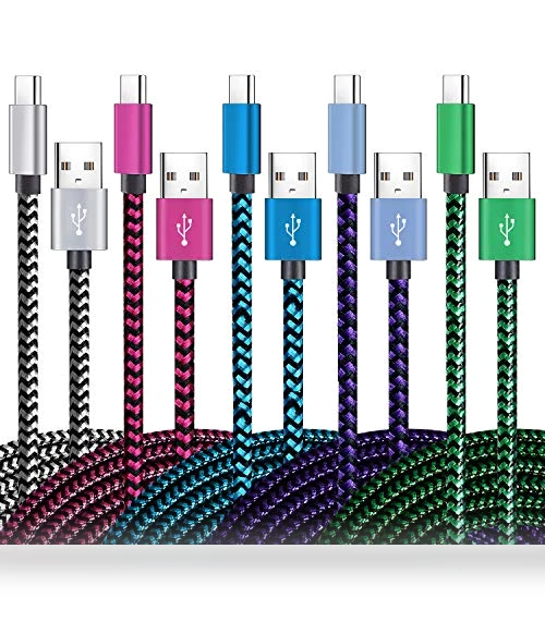 USB Type C Fast Charging Cable 5 Pack - 6Ft 3A Braided — Charging Solutions, Teeind
