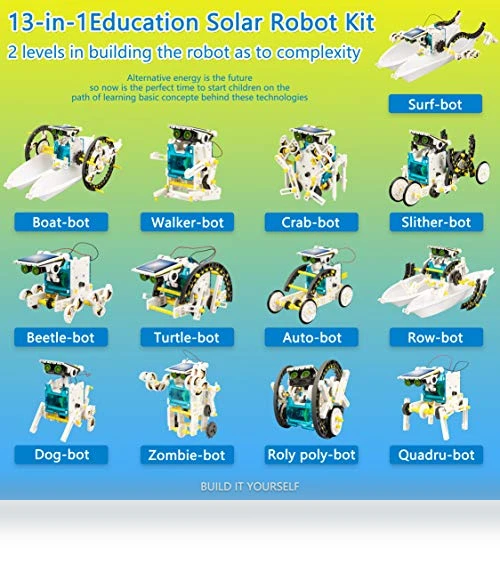 13-in-1 Solar Power Robots Creation Toy, Educational DIY Robotics Kit — Solar Power, Bottleboom