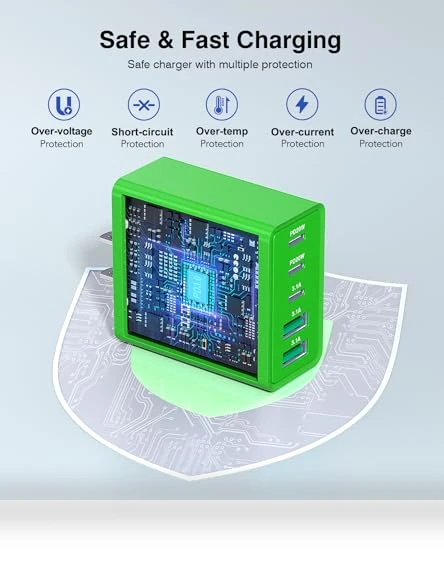 50W USB C Fast Charger Block, 5-Port Type C Wall Charger Brick — Charging Solutions, Qwinjwin