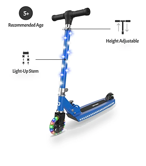 Light-Up Kick Scooter with Adjustable Handlebar and Rear Brake — Push Scooters, Jetson