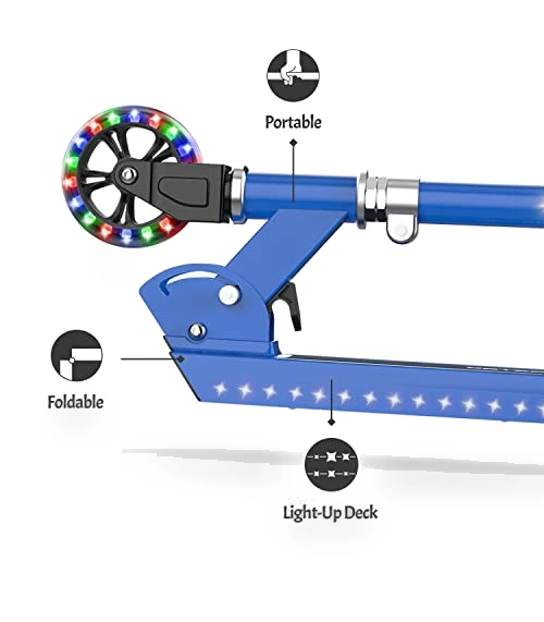Light-Up Kick Scooter with Adjustable Handlebar and Rear Brake — Push Scooters, Jetson