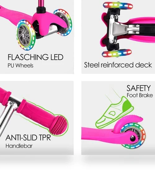 3 Wheel Kick Scooter for Kids with Light Up Wheels — Balance Bikes, DADDYCHILD