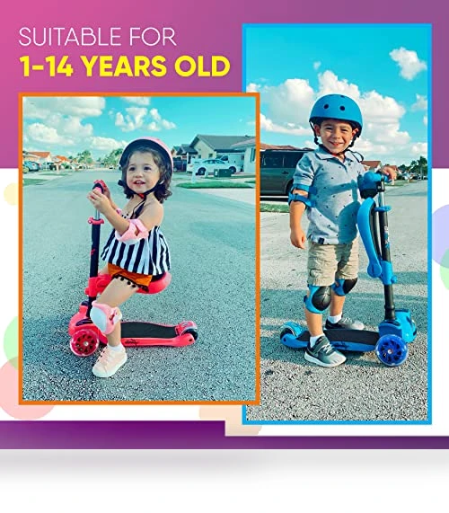 3-Wheeled Scooter for Kids with LED Lights and Adjustable Handlebar — Balance Bikes, Hurtle