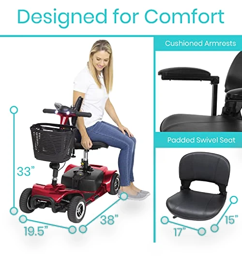 4 Wheel Mobility Scooter - Electric Powered Wheelchair Device for Adults and Elderly — Push Scooters, Vive Health