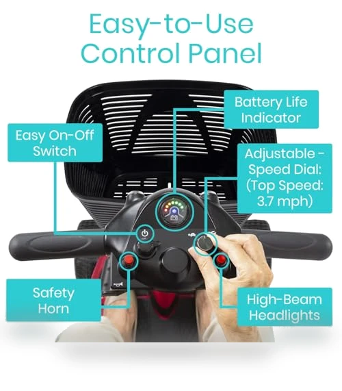 4 Wheel Mobility Scooter - Electric Powered Wheelchair Device for Adults and Elderly — Push Scooters, Vive Health
