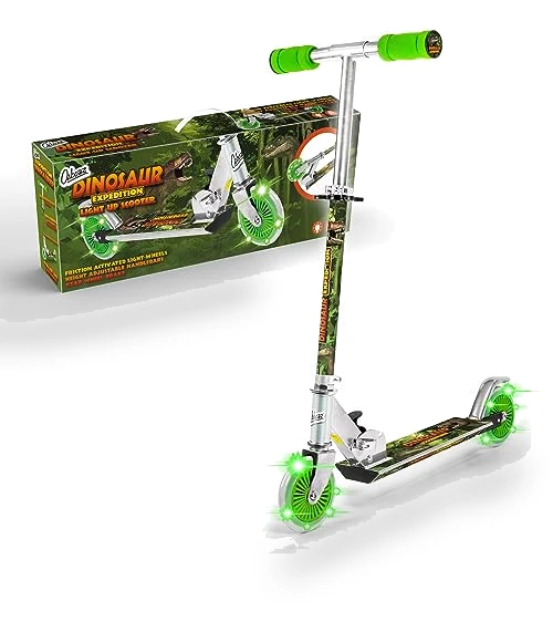 Dinosaur Scooter with Light Up Wheels, Adjustable Handlebar — Push Scooters, Ozbozz
