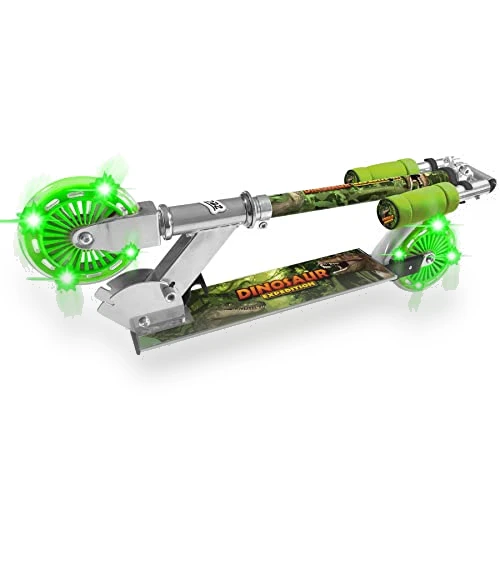 Dinosaur Scooter with Light Up Wheels, Adjustable Handlebar — Push Scooters, Ozbozz