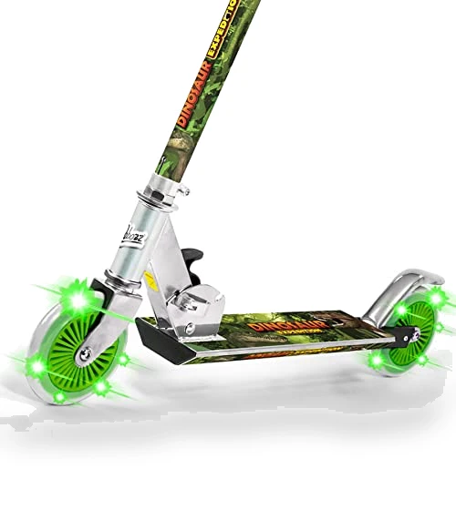 Dinosaur Scooter with Light Up Wheels, Adjustable Handlebar — Push Scooters, Ozbozz