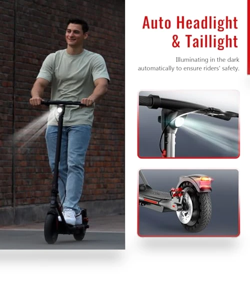 Electric Scooter Adults, 10" Tires, 500W Motor, 22Mph, Long Range, Folding E-Scooter with Dual Suspension — Electric Self-Balancing Scooters, SISIGAD