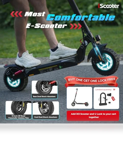 Electric Scooter, 10" Tires, 800W Motor E-Scooter Up to 25/28 Miles Range — Electric Vehicles, iScooter