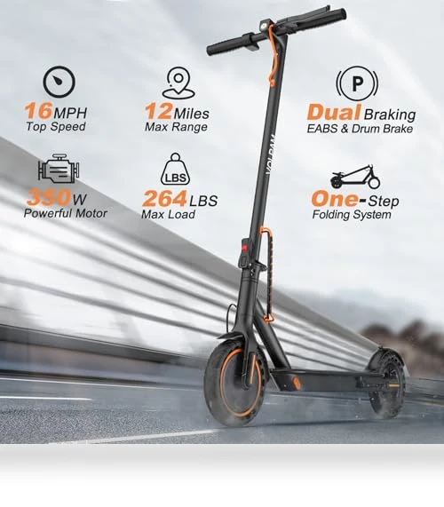 Electric Scooter, 350W/500W Motor, 12-28 Miles Range, 16-21 MPH, Solid Tires, for Adults and Teens — Electric Self-Balancing Scooters, VOLPAM