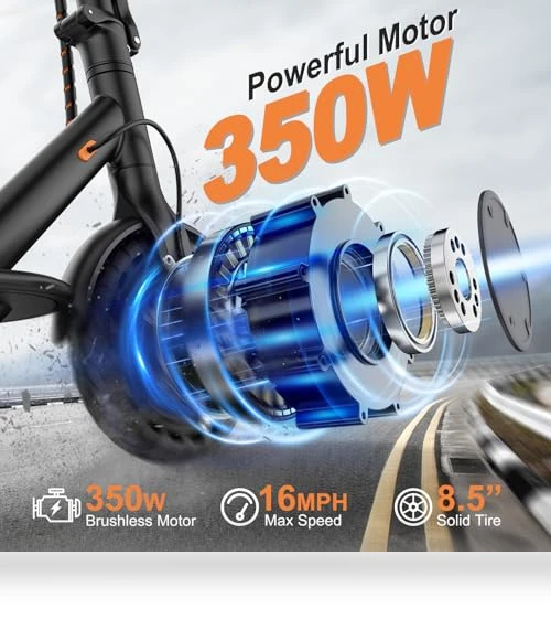 Electric Scooter, 350W/500W Motor, 12-28 Miles Range, 16-21 MPH, Solid Tires, for Adults and Teens — Electric Self-Balancing Scooters, VOLPAM