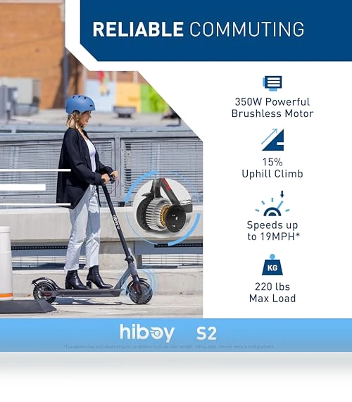 Electric Scooter for Adults, 350W Motor, 17 Miles Range, Portable Folding Commuter Scooter — Electric Vehicles, Hiboy