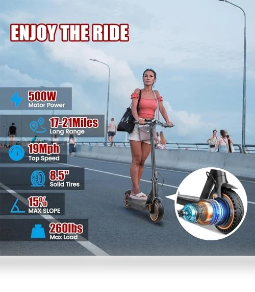 8.5" Solid Tires Electric Scooter for Adults with Smart APP and Cruise Control — Electric Self-Balancing Scooters, widoway