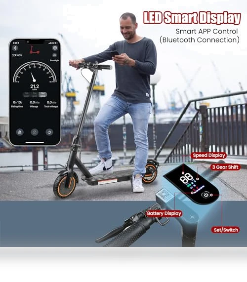 8.5" Solid Tires Electric Scooter for Adults with Smart APP and Cruise Control — Electric Self-Balancing Scooters, widoway