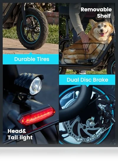 Electric Scooter with Large Middle Basket, 550W Motor, Foldable Design — Electric Self-Balancing Scooters, Gyroor