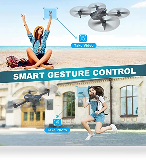 Foldable Drone with 1080P Camera, Voice Control, and Gesture Selfie — Drones, Hiturbo