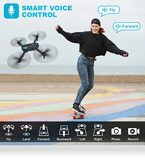 Foldable Drone with 1080P Camera, Voice Control, and Gesture Selfie — Drones, Hiturbo