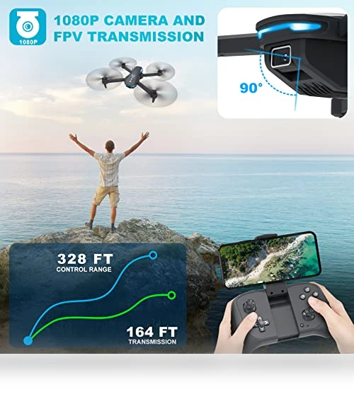 Foldable Drone with 1080P Camera, Voice Control, and Gesture Selfie — Drones, Hiturbo