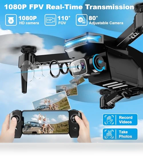 Foldable Drone with 1080P Camera - Voice & Gesture Control, 3D Flip, Beginner-Friendly — Drones & UAV Technology, RELIDOL