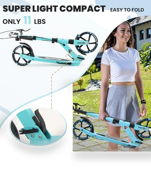 Foldable Kick Scooter with Double Braking System for Teens and Adults — Push Scooters
