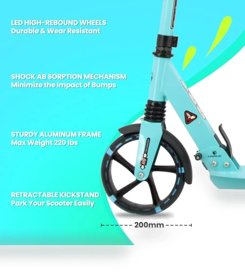 Foldable Kick Scooter with Double Braking System for Teens and Adults — Push Scooters