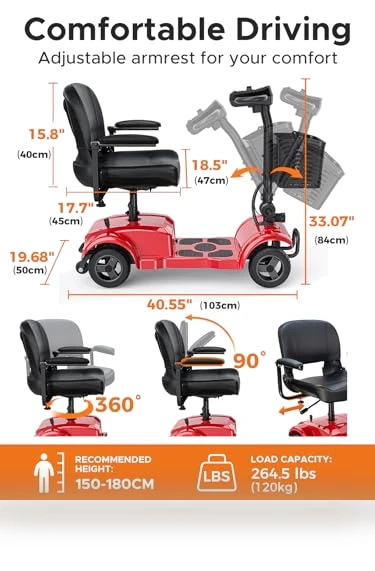 Folding 4 Wheel Mobility Scooter with 15 Mile Long Range — Mobility Scooters, ENGWE
