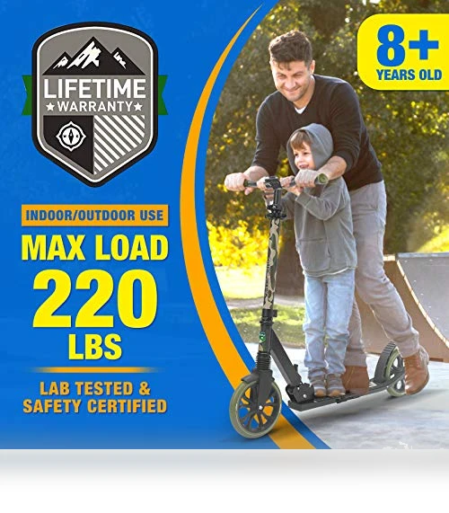 Adjustable T-Bar Handlebar Kick Scooter for Adults and Kids — Push Scooters, SereneLife