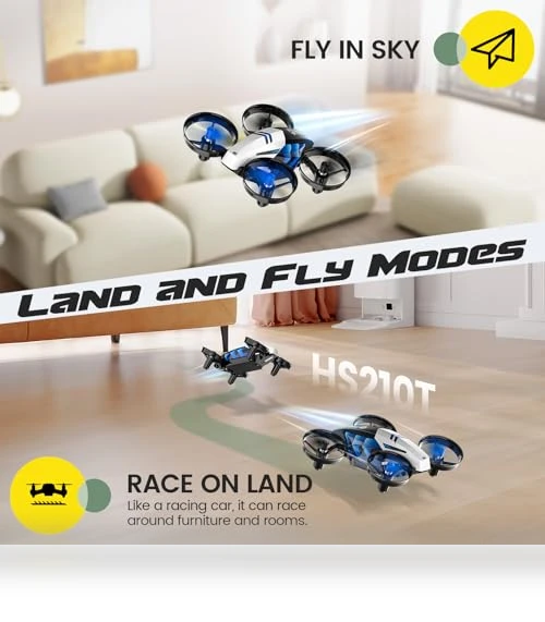 2 IN1 MINI Indoor Drone with Land & Fly Mode, RC Quadcopter for Kids — Flying Toys, Holy Stone