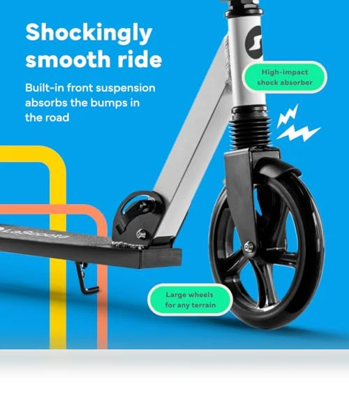 Adjustable Kick Scooter with Large Wheels for Kids, Teens & Adults — Push Scooters, Lascoota